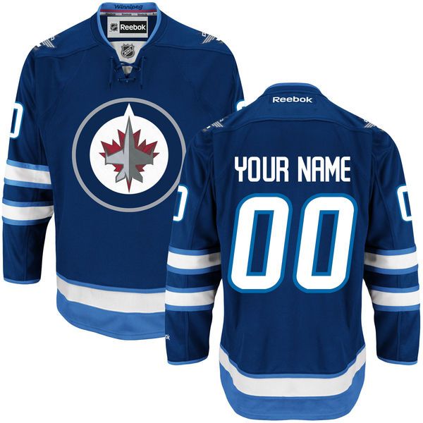 Winnipeg Jets Reebok NHL Custom Premier Home NHL Jersey - Navy Blue->customized nhl jersey->Custom Jersey